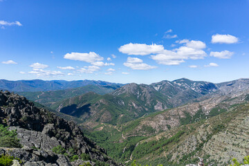 Naklejka premium Landscape panorama in Batuecas National Park, Spain, Cerro Portillo