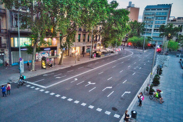Barcelona. Street in the city. Spain. Aerial Drone Photo