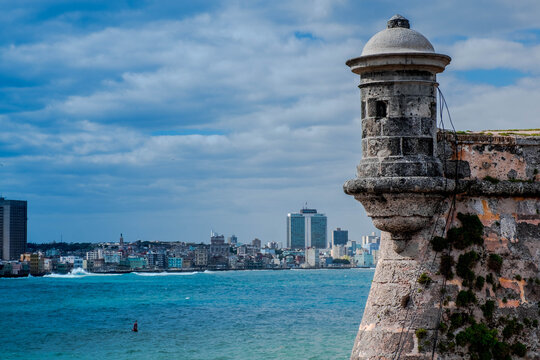 A Sentry Box At El Morro Castle In Havana, Cuba,