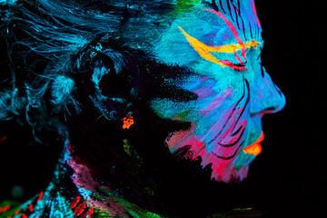 neon paint creative glowing UV portrait