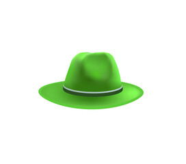 Green fedora hat. vector illustration