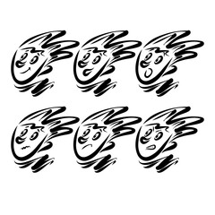 head of a funny man with various emotions