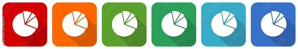Leinwandbilder diagram icon set, flat design vector illustration in 6 colors options for webdesign and mobile appli
