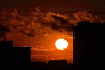 Autumn sunset in the city