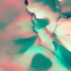 Turquoise Green Abstract Illustration. Watercolor 