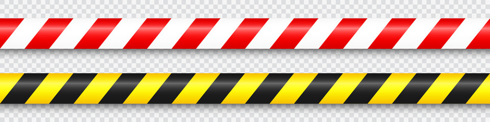 Realistic barricade tape. Police warning line. Danger or hazard stripe. Under construction sign. Vector illustration.