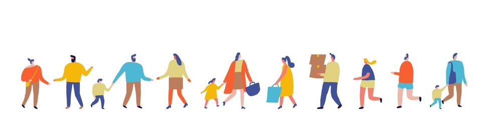 Different People horizontal banner. Flat vector
