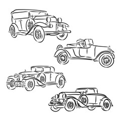Hand drawn retro car. Vector. retro car, vector sketch illustration