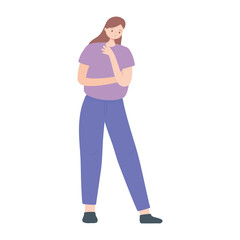 young woman standing character isolated design white background