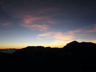 sunrise over the mountains in Taiwan