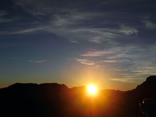 sunrise over the mountains in Taiwan