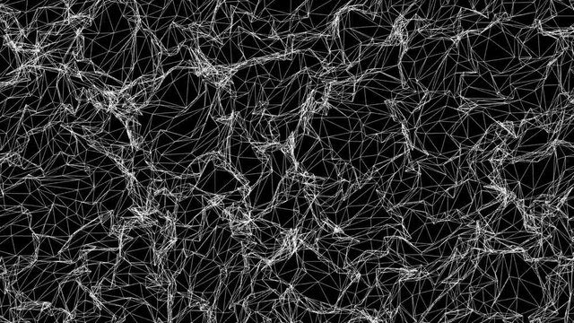Abstract animation of fast moving wire framed objects trough time.