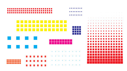 set of shapes with colored squares