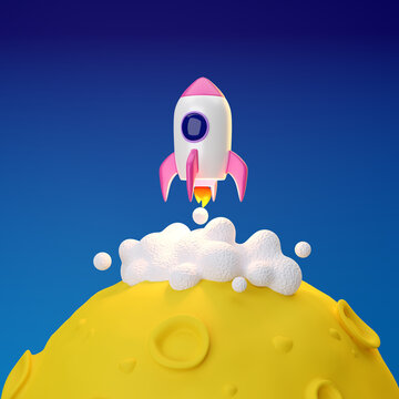 Space rocket launch. 3d render