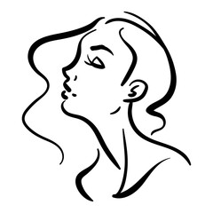 Beautiful woman profile head fashion line icon