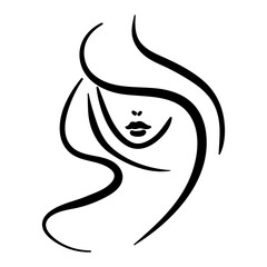Minimal logo portrair of woman with hair