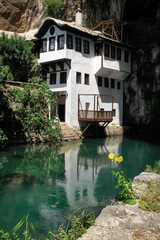 Obraz premium Dervish House or Blagaj Tekija. The building is a Dervish monastery outside Mostar city and nearly 600 years old - Blagaj, Mostar - Bosnia and Herzegovina 