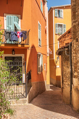 French Riviera. View of the Narrow Streets of the Old Town in Villefranche, France.