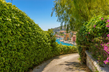 French Riviera. View of the Narrow Streets of the Old Town in Villefranche, France.