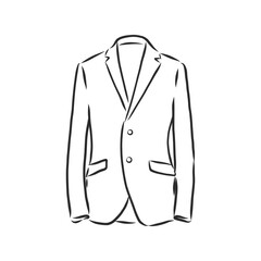 Drawing one continuous line. Men's jacket. Linear style, men's blazer vector sketch illustration