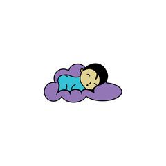 creative  baby logo outline illustration with color design vector template