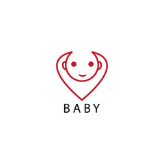creative  baby logo outline illustration with color design vector template