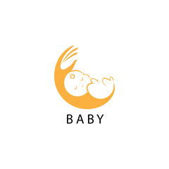 creative  baby logo outline illustration with color design vector template