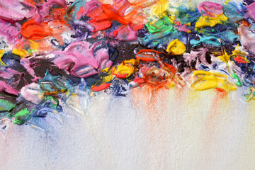 Fototapeta na wymiar Art Abstract acrylic and oil smear blot painting. Color horizontal canvas texture background.