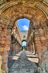 Fototapeta premium Jedburgh Abbey, a ruined Augustinian abbey which situated in the town of Jedburgh, Scotland