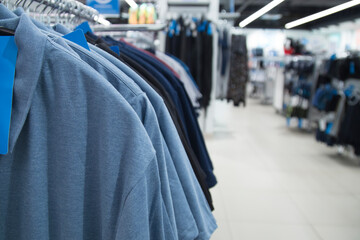Clothing store in a hypermarket. Sale in a clothing store.
