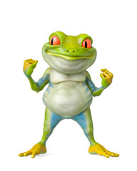 frog cartoon is ready for action