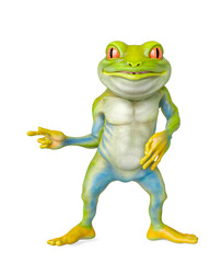 frog cartoon is showing the way