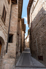 Fototapeta na wymiar typical Italian street in a small provincial town of Tuscan, Italy, Europe