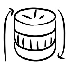 
Database update icon, db with irreversible arrows, doodle icon 
