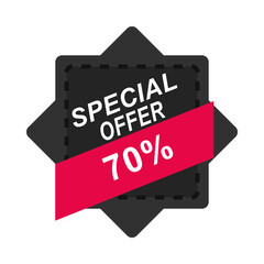 black friday, special offer market sticker ribbon icon flat style