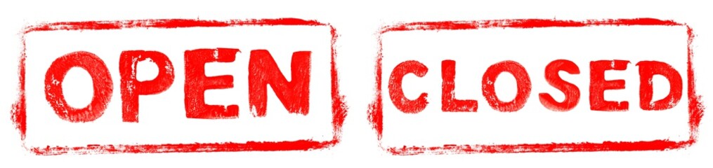 Roter Stempel Rahmen: Open Closed - Geöffnet und Geschlossen