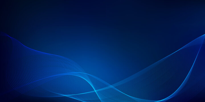 Dark technology background with blue glowing wave.