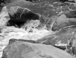 Cascading water in Black and White