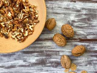 nuts in a wooden plate