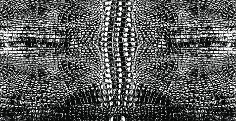 Snakeskin pattern imitation. Lines and spots structural texture. Cool and artsy faux leather background. Abstract vector illustration. Black isolated on white. EPS10