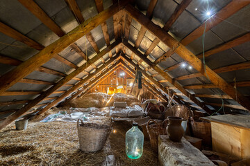 Old abandoned and cluttered attic
