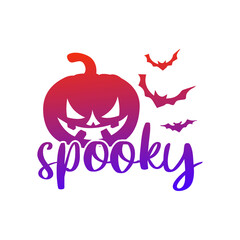 Spooky Pumpkin, Lettering Vintage Halloween Design. Frame ornament vector style. Decoration Design Magic Silhouette illustration.