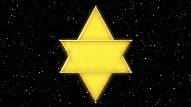 Estrella de David 3d girando con estrellas de fondo