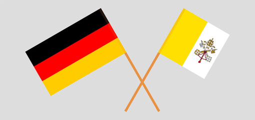 Crossed flags of Vatican and Germany