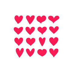 Doodle hearts, hand drawn love heart collection. Symbol of love.
