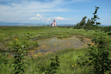 Lighthouse by the Saint Lawrence river in Saint Andr&eacute; de Kamouraska, Quebec, Canada