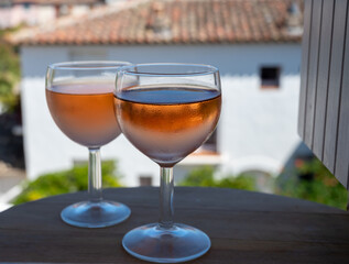 Drinking of local rose wine in summer Provence, France