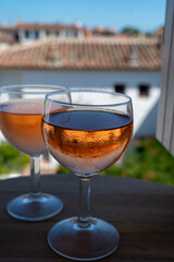 Drinking of local rose wine in summer Provence, France