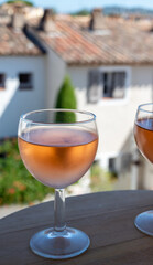 Drinking of local rose wine in summer Provence, France