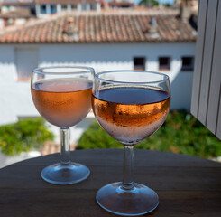 Drinking of local rose wine in summer Provence, France